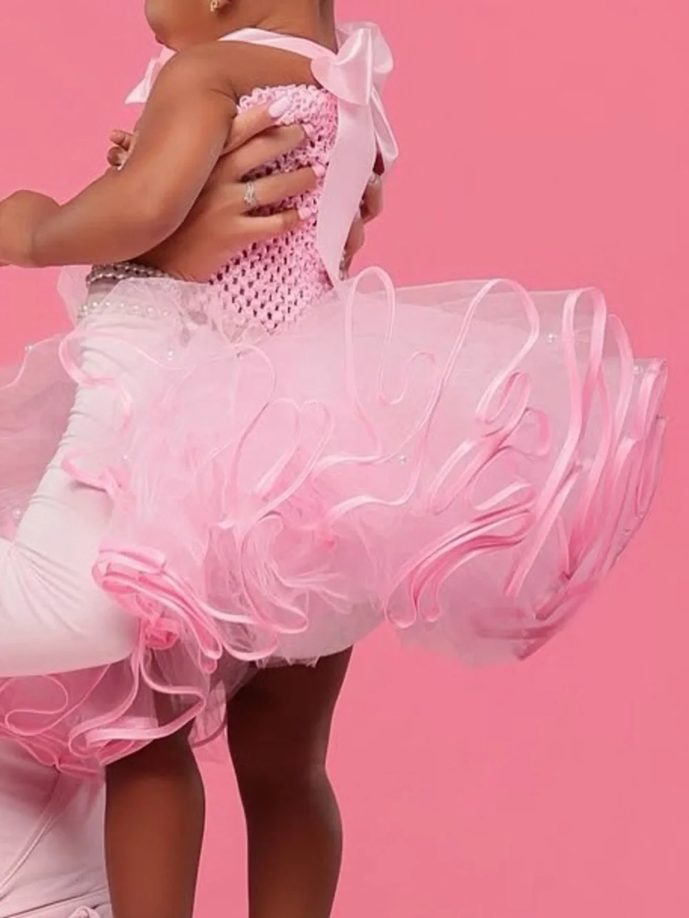 Pink Ruffled Tutu Dress-Up Set with Bow Detail